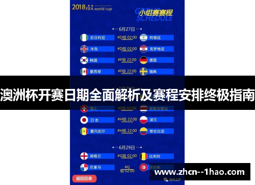 澳洲杯开赛日期全面解析及赛程安排终极指南